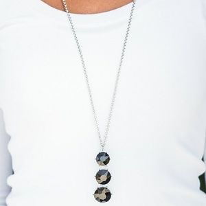 2 for $13 silver necklace with black rhinestones